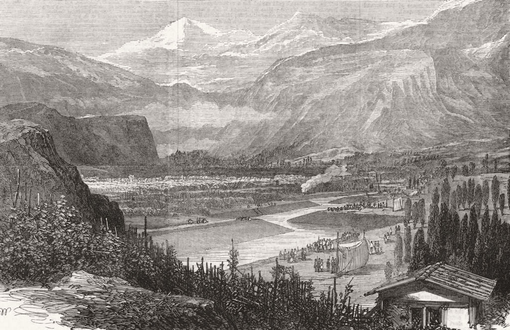 FRANCE. Ft, Isere valley to defend Grenoble 1870 old antique print picture